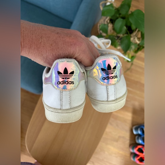 Adidas Superstar White Iridescent sneakers Sz 3 1/2 - Picture 4 of 7